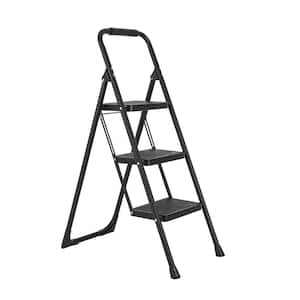 Folding Step Ladder, Portable 3-Step Metal Step Stool, 330 lb. Load Capacity Type IA Duty Rating (8.5 ft. Reach Height)