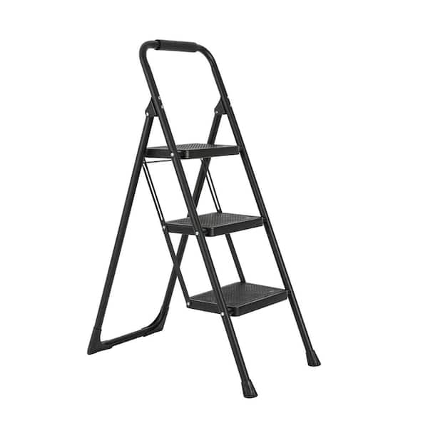Kahomvis Folding Step Ladder, Portable 3-Step Metal Step Stool, 330 lb. Load Capacity Type IA Duty Rating (8.5 ft. Reach Height)