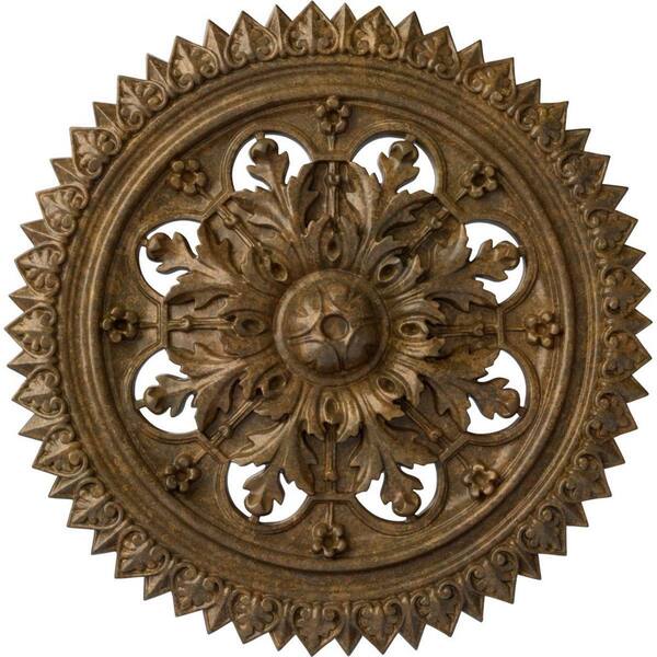 Ekena Millwork 21-5/8 in. x 2-1/2 in. York Urethane Ceiling Medallion (Fits Canopies upto 3-5/8 in.), Rubbed Bronze