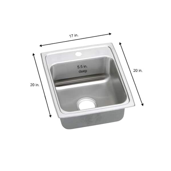 Lustertone 17 in. Drop-in Single Bowl 18-Gauge Stainless Steel Kitchen ADA Sink Only