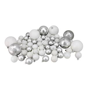 125-Count Winter White and Silver Splendor Shatterproof 4-Finish Christmas Ornaments