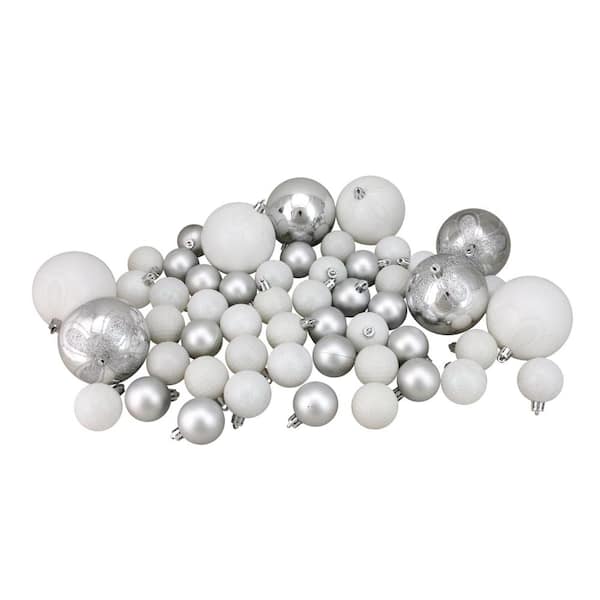 Northlight 125-Count Winter White and Silver Splendor Shatterproof 4-Finish Christmas Ornaments