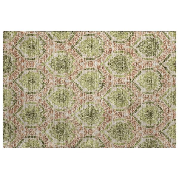 Dream Shag Premium Machine Washable Abstract ADS811 Olive 3 ft. x 4 ft. Area Rug