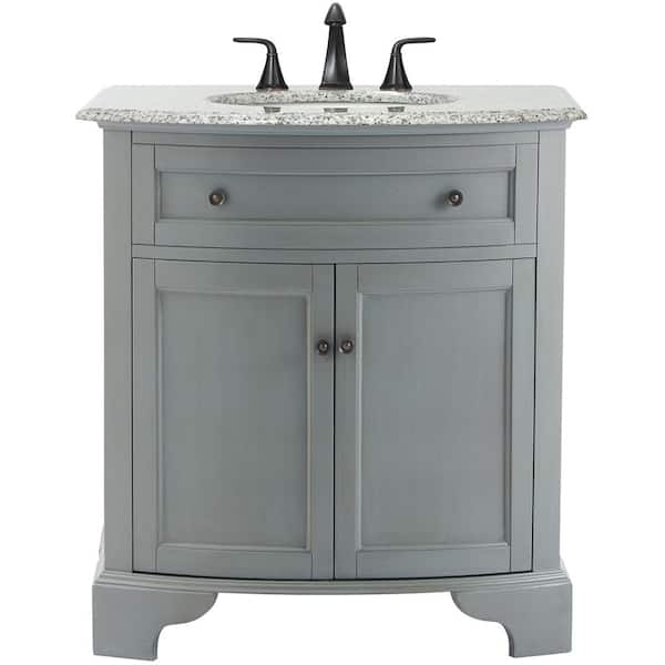 Home Decorators Collection Hamilton 31 in. W x 22 in. D Bath Vanity in Grey with Granite Vanity Top in Grey with White Sink