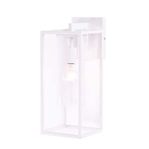 15.7 in. White Outdoor Hardwired Wall Lantern Scone with No Bulbs Included