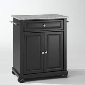 Alexandria Black Kitchen Island with Granite Top