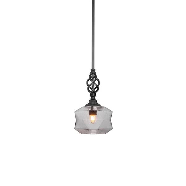 Unbranded Bridgewater 100 W 1-Light Matte Black Standard Mini Pendant Light with Glass Shade