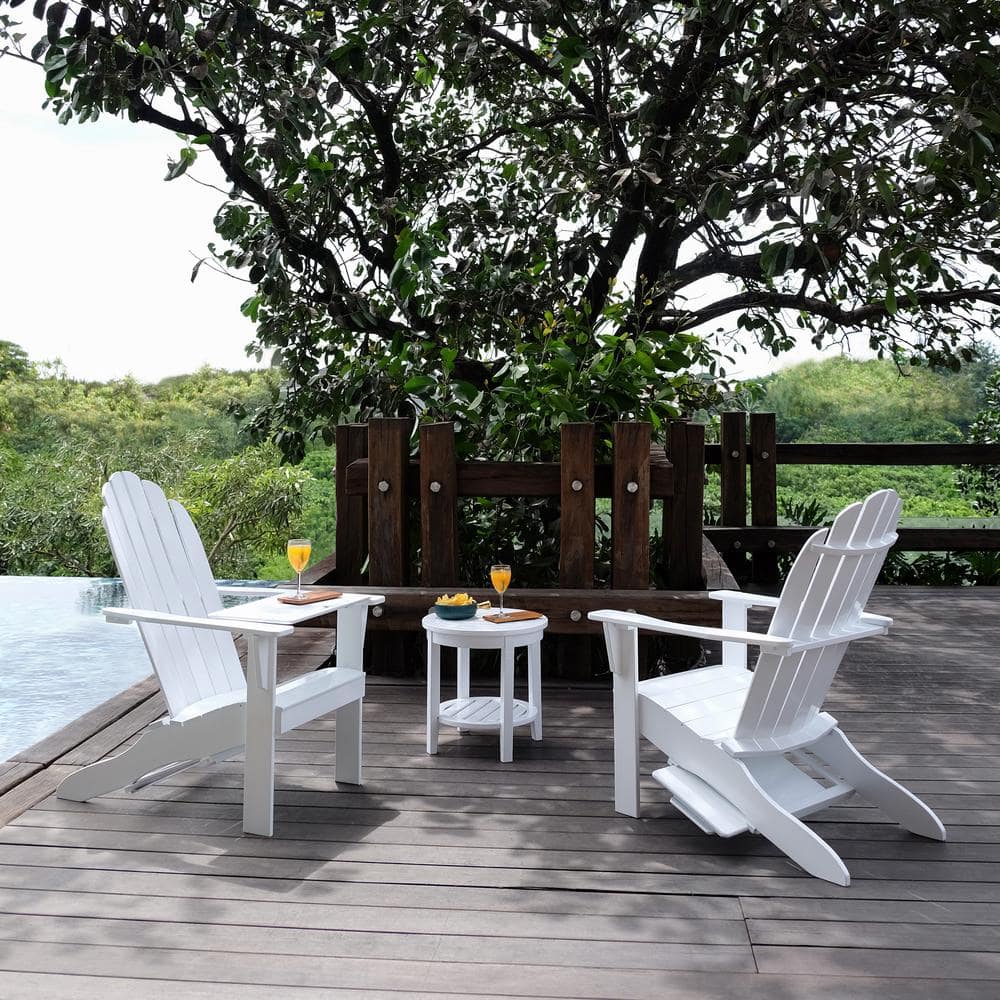 Juni Mahogany Wood White Adirondack Chair Free Tray Table (Set Of 2) price history on PriceWatchPro