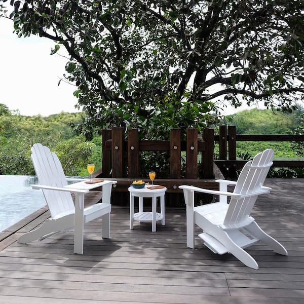 Cambridge Casual Cambridge Casual Moni Mahogany Wood White Adirondack Chair FREE Tray Table (Set Of 2)