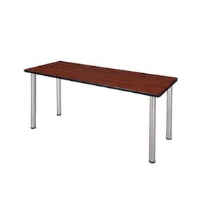 Rumel 66 in. W Cherry and Chrome Wood and Metal Computer Desk Training Table