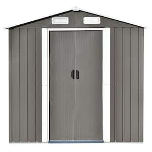 23.4 sq. ft. Patio Gray Metal Garden Storage Shed with Lockable Doors, Tool Cabinet and Vents