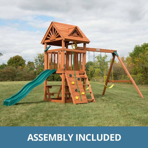 Swing-N-Slide Playsets Sky Tower Wooden Outdoor Playground Set