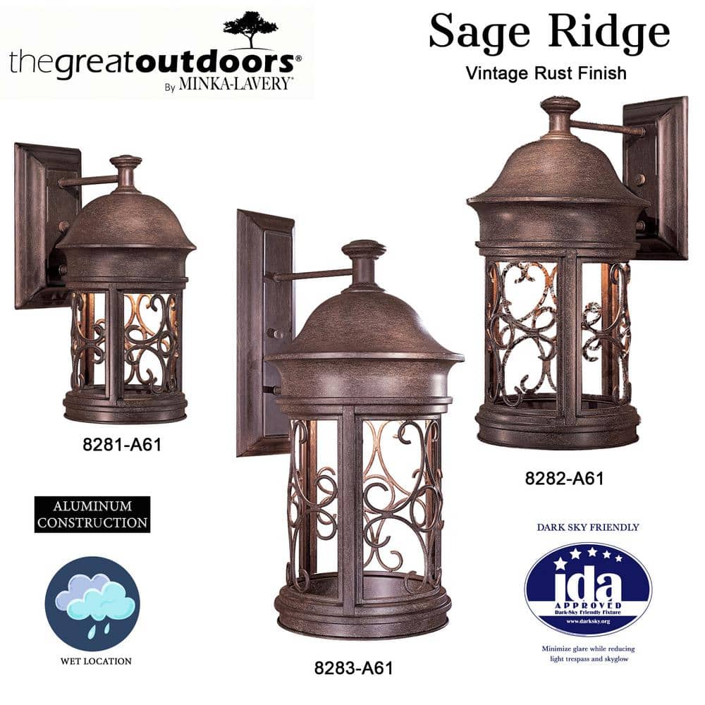 Sage Ridge Vintage Rust Lantern-Style Outdoor Wall Sconce