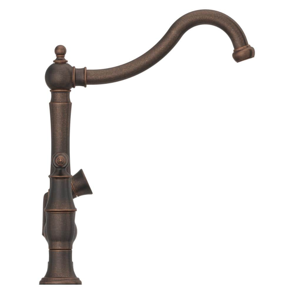 Rustic Bronze Double Handle Bridge Kitchen Faucet with Side Sprayer