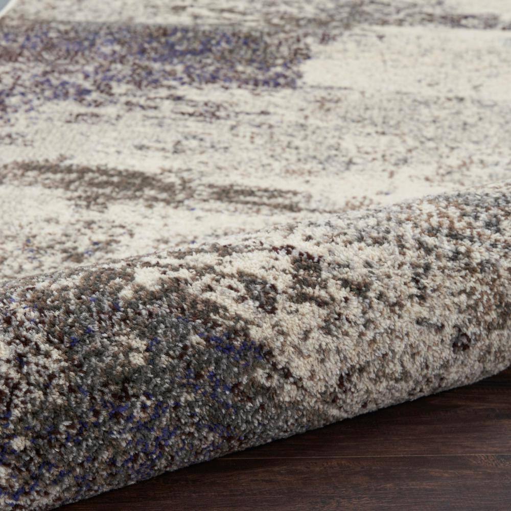 Ivory and Grey Abstract Round Hand-knotted Area Rug
