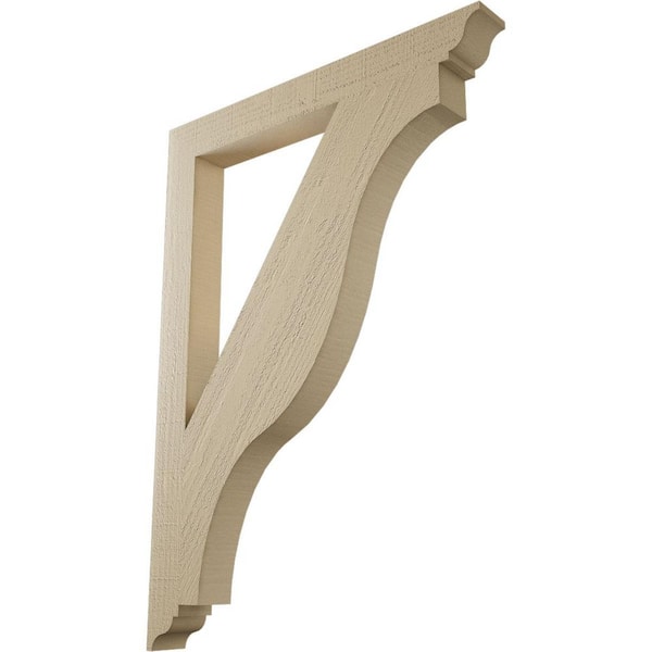 Ekena Millwork 3.5 in. x 44 in. x 32 in. Funston Traditional Rough Cedar Woodgrain Timberthane Polyurethane Bracket, Primed Tan