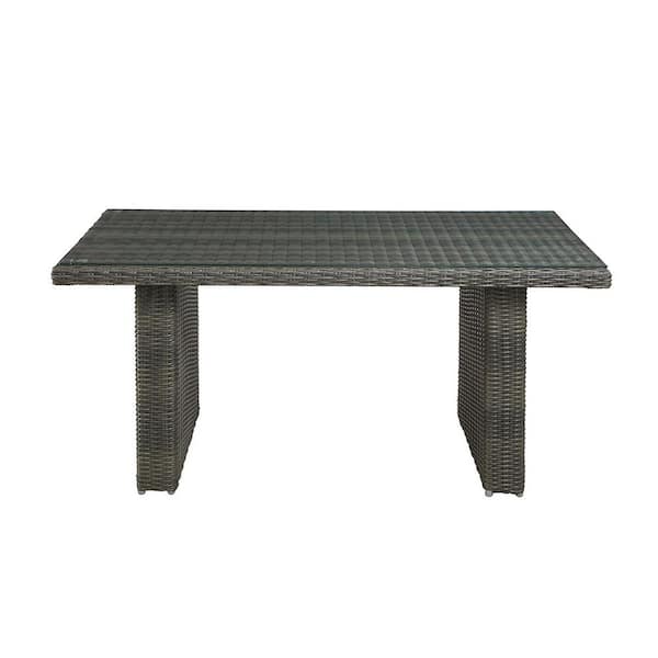 Wateday Patio Grey Rectangle Wicker 26 in. Outdoor Coffee Table