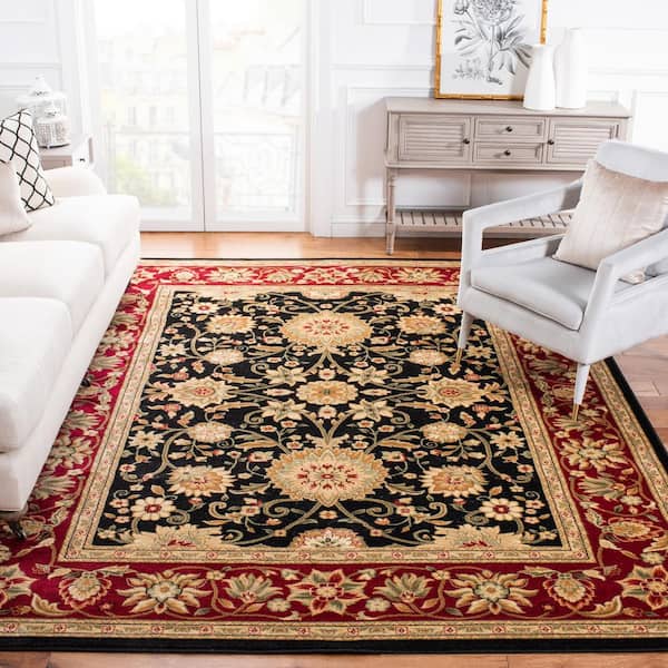 Lyndhurst Black/Red 8 ft. x 8 ft. Square Border Area Rug