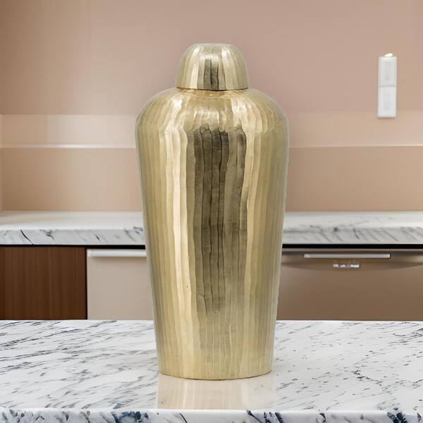 Benjara Aluminum Jar with Lid