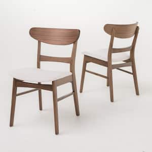 Hassan Light Beige/Walnut Finish Fabric Dining Chair (Set of 2)