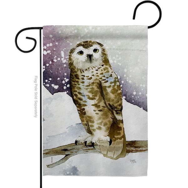 13 in. x 18.5 in. Winter Owl Birds Garden Flag 2-Sided Friends Decorative Vertical Flags