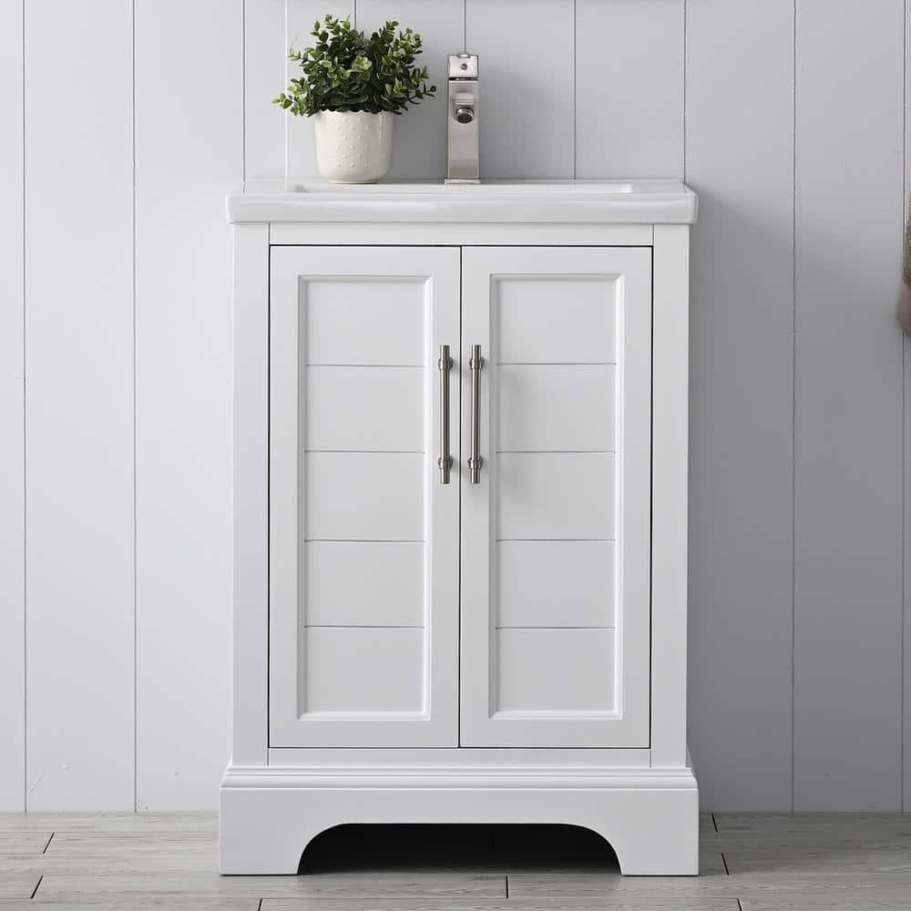 Vannes 24 in. W x 18 in. D x 34.5 in. H Bathroom Vanity in White with Ceramic Top price history on PriceWatchPro