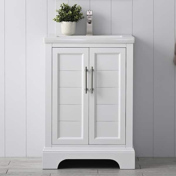 Vanity Art Vannes 24 in. W x 18 in. D x 34.5 in. H Bathroom Vanity in White with Ceramic Top