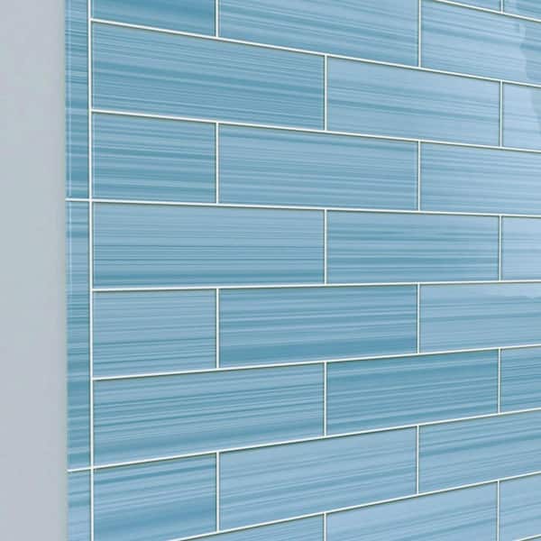 Hand Painted Trim 1 in. x 12 in. Astoria Blue 40 Glass tile (0.083 sq. ft./1 Piece)