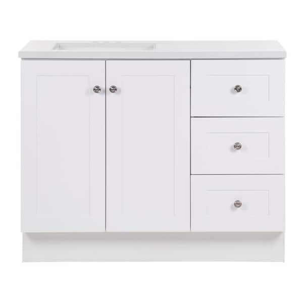 Bannister 43 in. Single Sink White Bath Vanity with Granite-Look Colorpoint White Cultured Marble Top (Assembled)