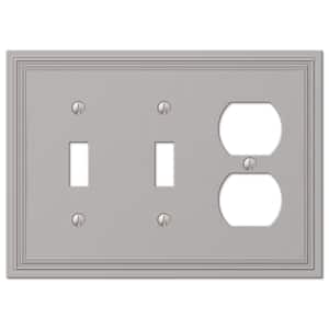 Hallcrest 3 Gang 2-Toggle and 1-Duplex Metal Wall Plate - Satin Nickel