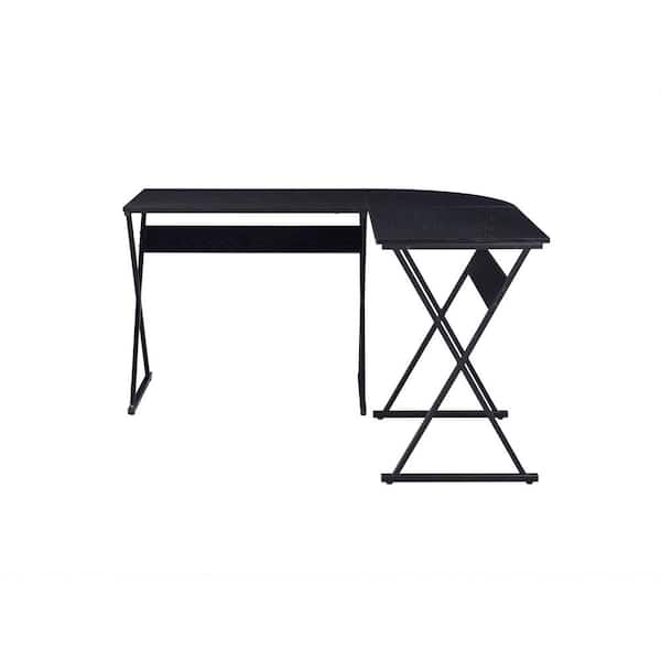 HomeRoots 50 in. L Shape Black Manufactured Wood Writing Desk