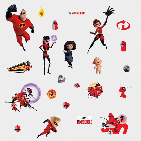 RoomMates Red and Yellow and Black Incredibles 2-Wall Decals