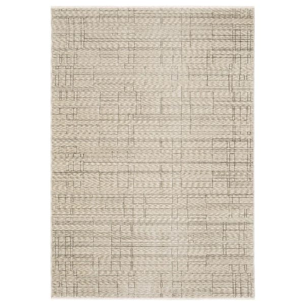 2 ft. x 8 ft. Beige Geometric Washable Area Rug