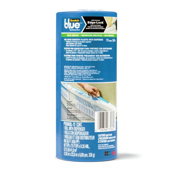 3M ScotchBlue 6 ft. x 75 ft. Pre-Taped Painter's Plastic with Cutter (Case of 6)