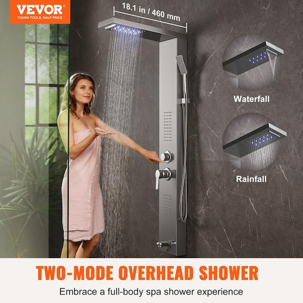 VEVOR 5 in1 Shower Panel Tower System Brushed Silver Stainless Steel discount