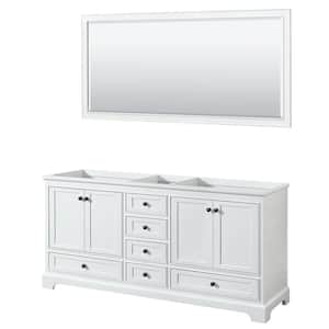 Deborah 71 in. W x 21.5 in. D x 34.25 in. H Double Bath Vanity Cabinet without Top in White with 70 in. Mirror