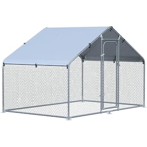 9.8 ft. x 6.6 ft. x 6.4 ft. Galvanized Large Metal Chicken Coop Cage, Walk-In Enclosure