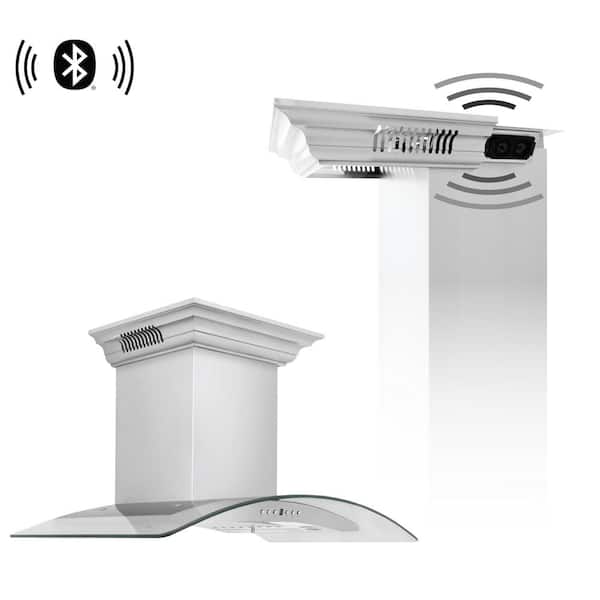 ZLINE Kitchen and Bath 36 in. 400 CFM Ducted Vent Wall Mount Range Hood in Stainless Steel & Glass with Built-in CrownSound Bluetooth Speakers
