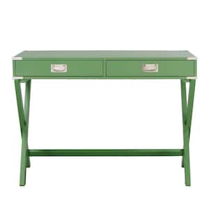 42 in. Meadow Green X Base Wood Accent Campaign Writing Desk