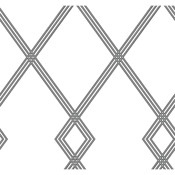 York Wallcoverings Ribbon Stripe Trellis White/Black Spray and Stick Roll (Covers 60.75 sq. ft.)