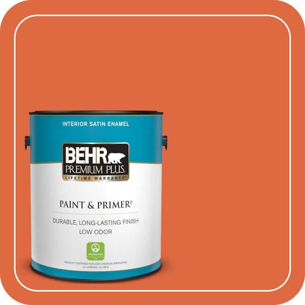 BEHR PREMIUM PLUS 1 gal. #P200-7 Bonfire Night Satin Enamel Low Odor Interior Paint & Primer