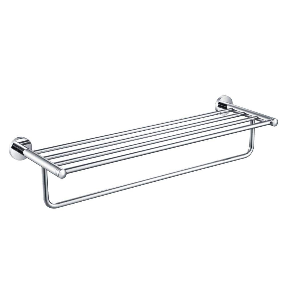 Elie Chrome Wall-Mounted Accent Shelf with Towel Bar