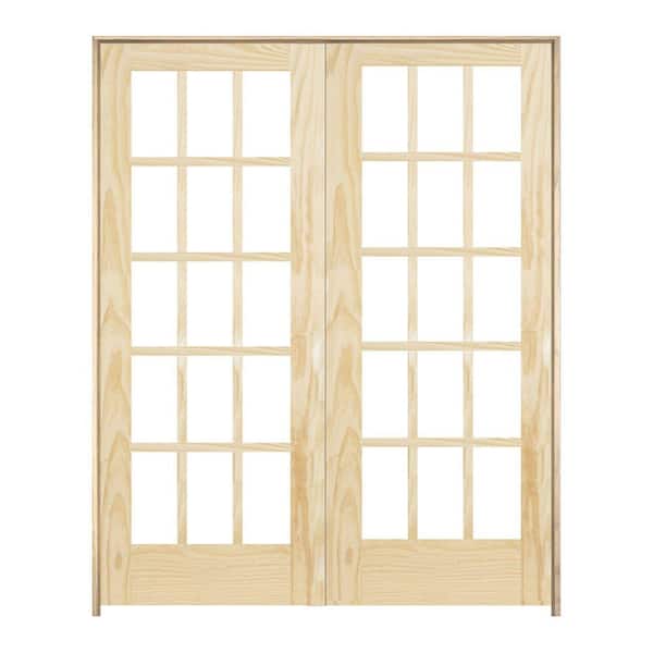JELD-WEN 15 Lite Wood 60-in x 80-in Unfinished Clear Glass Unfinished Pine Wood Interior French Door (Hardware Included) JELD-WEN 15 Lite Wood 60-in x 80-in Unfinished Clear Glass Unfinished Pine Wood Interior French Door (Hardware Included)