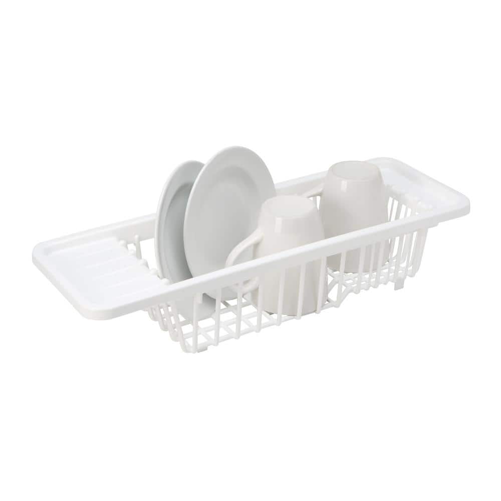 White Plastic Over-the-Sink Dish Drying Rack