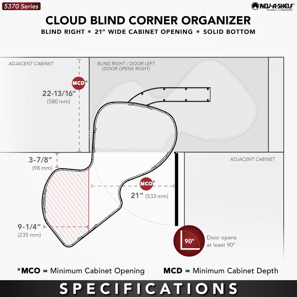 Chrome Blind Corner Organizer with Sliding Hardware