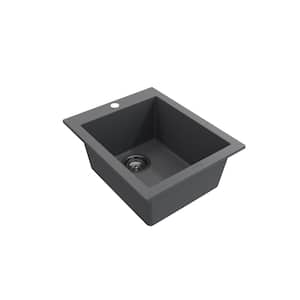 Hyperion Granite Composite 16 in. Single Hole Drop-In/Undermount Single Bowl Bar Sink in Concrete Gray