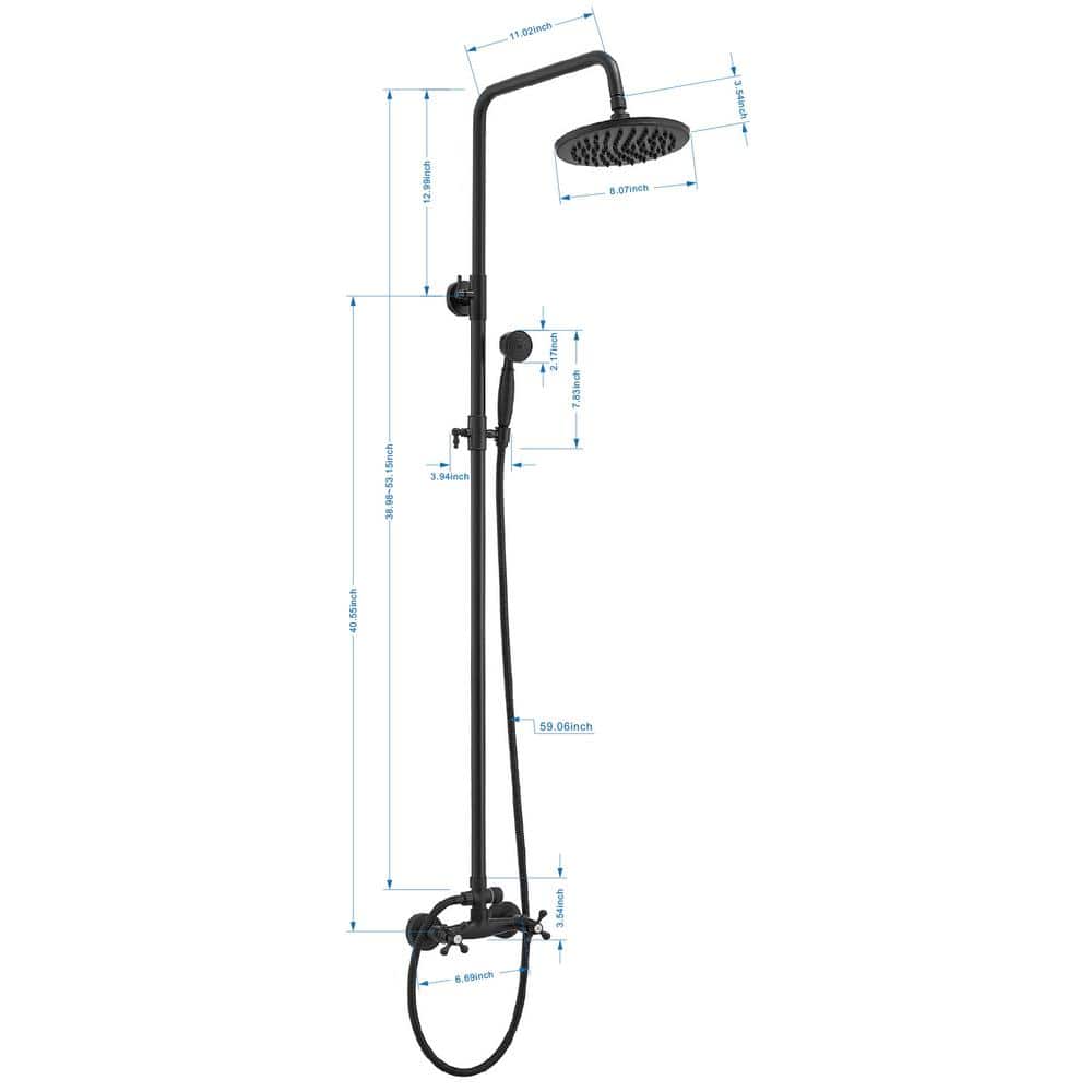 Matte Black Adjustable Rain Shower System with Handheld