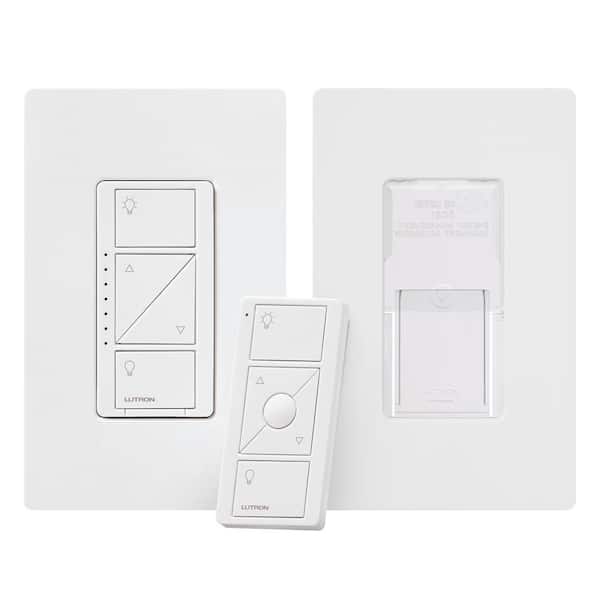Caseta Smart Dimmer Switch and Pico Remote 3 Way Mounting Kit, 150W LED Bulbs, White (PKG1W-PICOMNT-BNDL)