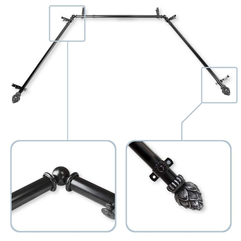 Bud 13/16 in. Bay Window Single Curtain Rod in Black price history on PriceWatchPro