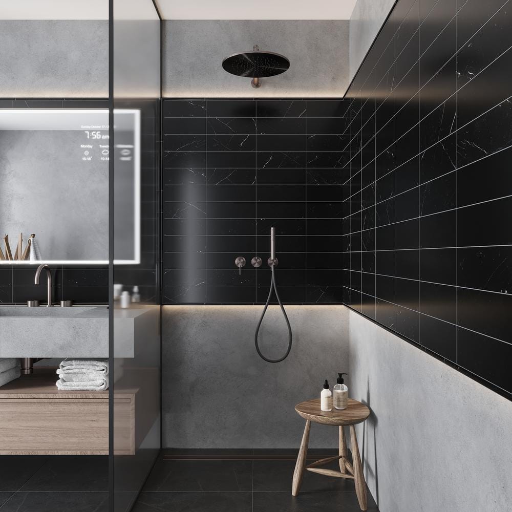 Grandis Black Polished Marble Subway Wall & Floor Tile